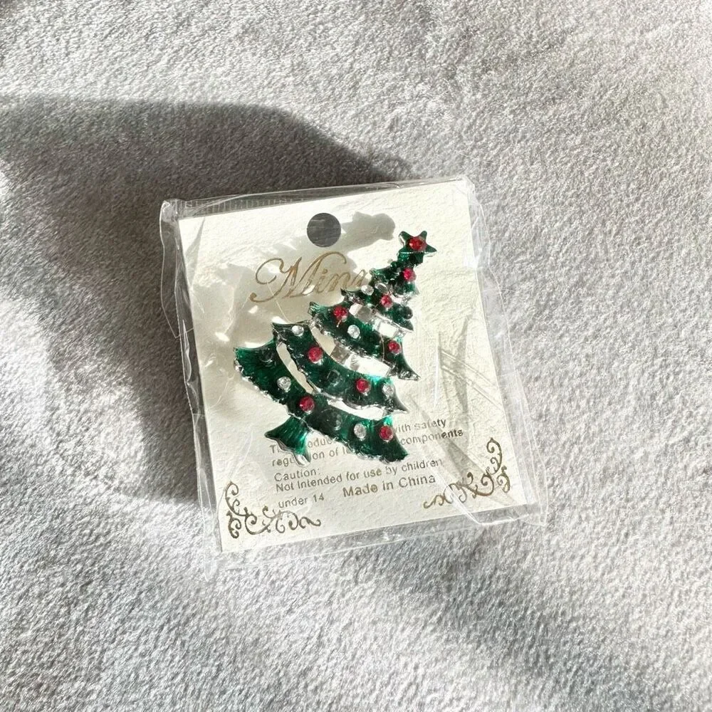 Christmas tree dark green brooch pin